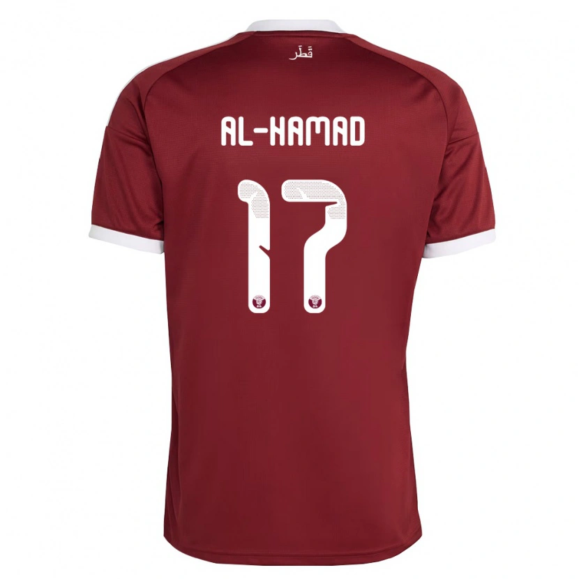 Danxen Män Qatar Jassem Al-Hamad #17 Röd Burgund Vit Hemmatröja Matchtröjor 26-28 Tröjor T-Tröja