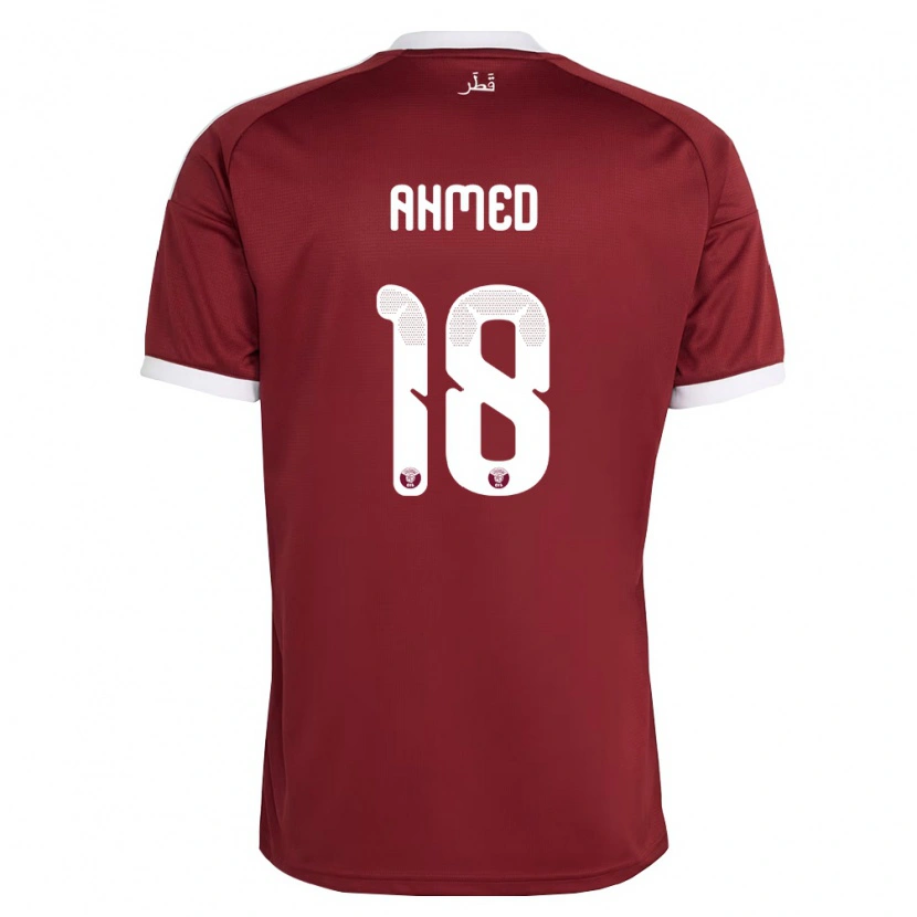 Danxen Män Qatar Mostafa Ahmed #18 Röd Burgund Vit Hemmatröja Matchtröjor 26-28 Tröjor T-Tröja