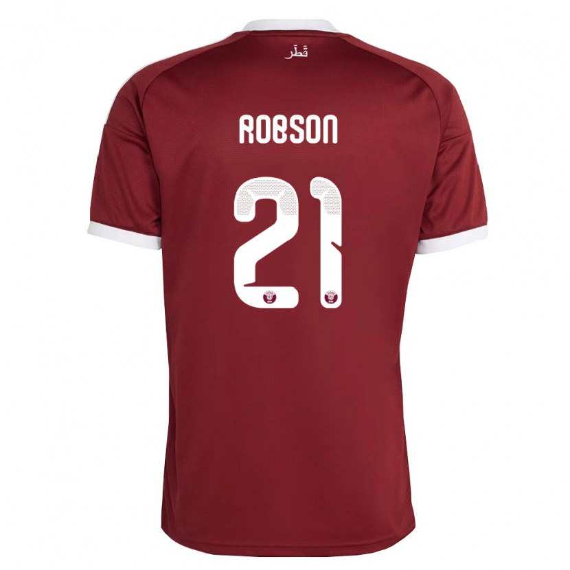 Danxen Män Qatar Aaron Robson #21 Röd Burgund Vit Hemmatröja Matchtröjor 26-28 Tröjor T-Tröja