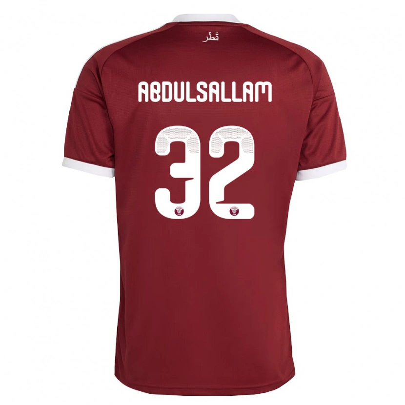 Danxen Män Qatar Jassem Gaber Abdulsallam #32 Röd Burgund Vit Hemmatröja Matchtröjor 26-28 Tröjor T-Tröja