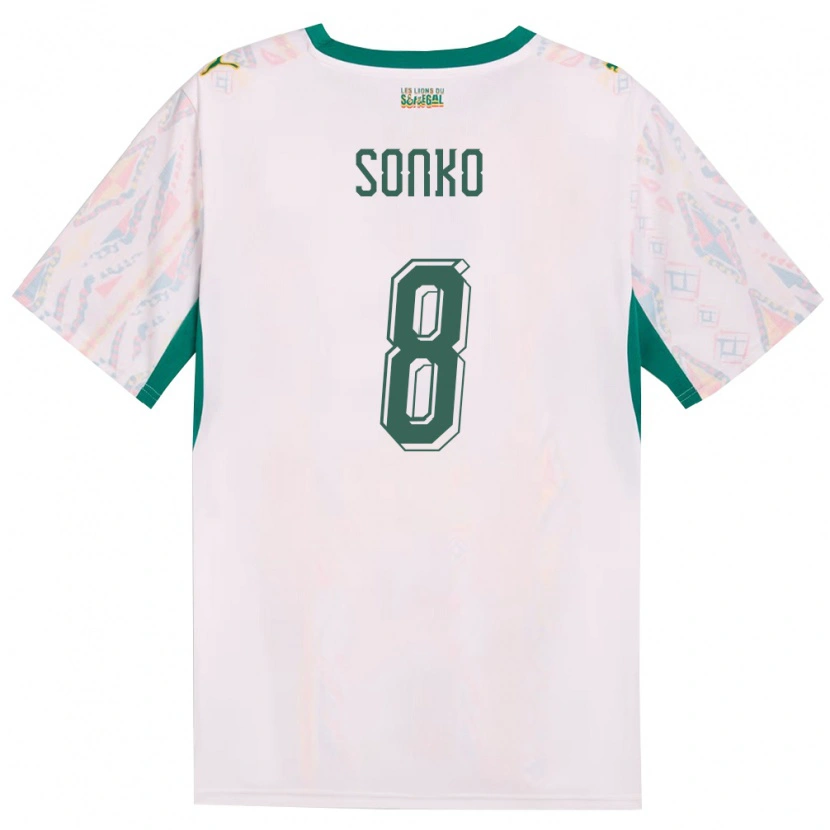 Danxen Män Senegal Bakary Sonko #8 Vit Grön Gul Hemmatröja Matchtröjor 26-28 Tröjor T-Tröja