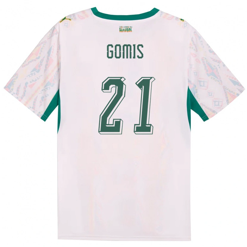 Danxen Män Senegal Norbert Gomis #21 Vit Grön Gul Hemmatröja Matchtröjor 26-28 Tröjor T-Tröja