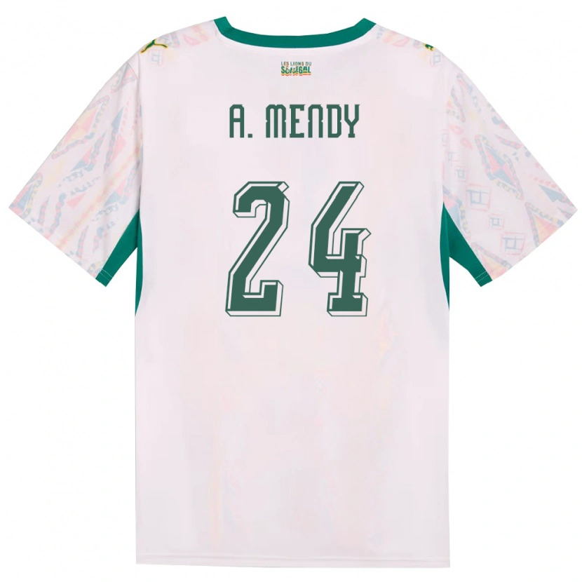 Danxen Män Senegal Antoine Mendy #24 Vit Grön Gul Hemmatröja Matchtröjor 26-28 Tröjor T-Tröja