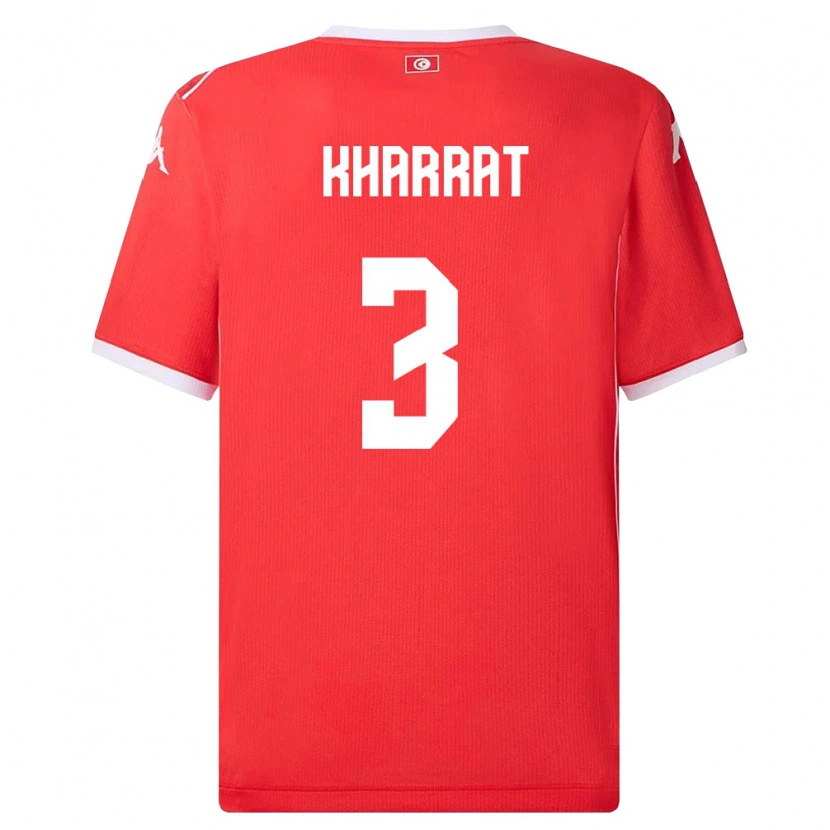 Danxen Män Tunisien Youssef Kharrat #3 Röd Vit Hemmatröja Matchtröjor 26-28 Tröjor T-Tröja