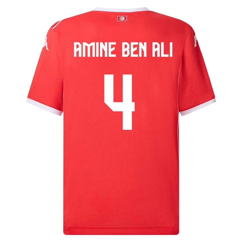 Danxen Män Tunisien Mohamed Amine Ben Ali #4 Röd Vit Hemmatröja Matchtröjor 26-28 Tröjor T-Tröja