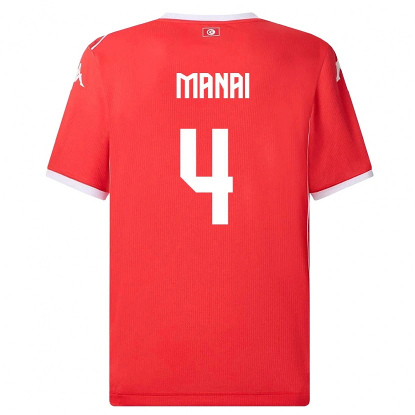 Danxen Män Tunisien Jassin Manai #4 Röd Vit Hemmatröja Matchtröjor 26-28 Tröjor T-Tröja
