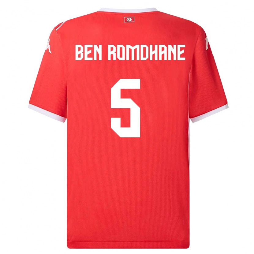 Danxen Män Tunisien Mohamed Ali Ben Romdhane #5 Röd Vit Hemmatröja Matchtröjor 26-28 Tröjor T-Tröja