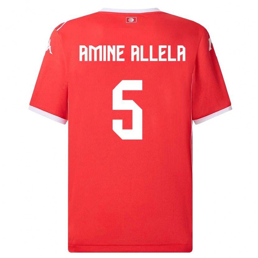 Danxen Män Tunisien Mohamed Amine Allela #5 Röd Vit Hemmatröja Matchtröjor 26-28 Tröjor T-Tröja