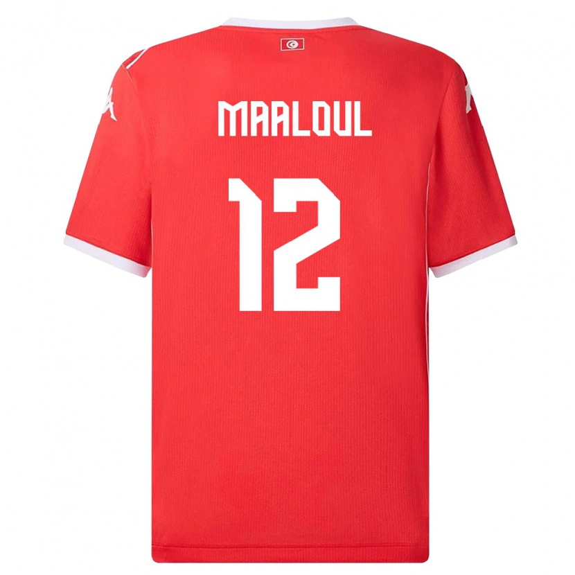 Danxen Män Tunisien Ali Maâloul #12 Röd Vit Hemmatröja Matchtröjor 26-28 Tröjor T-Tröja