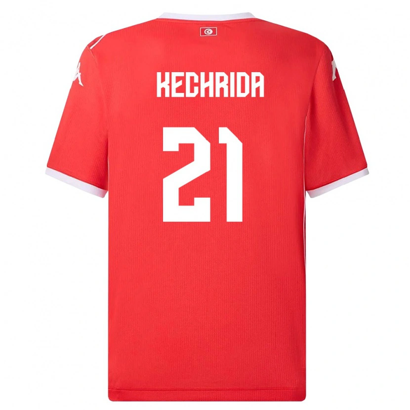 Danxen Män Tunisien Wajdi Kechrida #21 Röd Vit Hemmatröja Matchtröjor 26-28 Tröjor T-Tröja