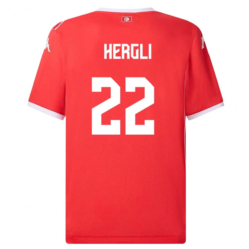 Danxen Män Tunisien Said Hergli #22 Röd Vit Hemmatröja Matchtröjor 26-28 Tröjor T-Tröja