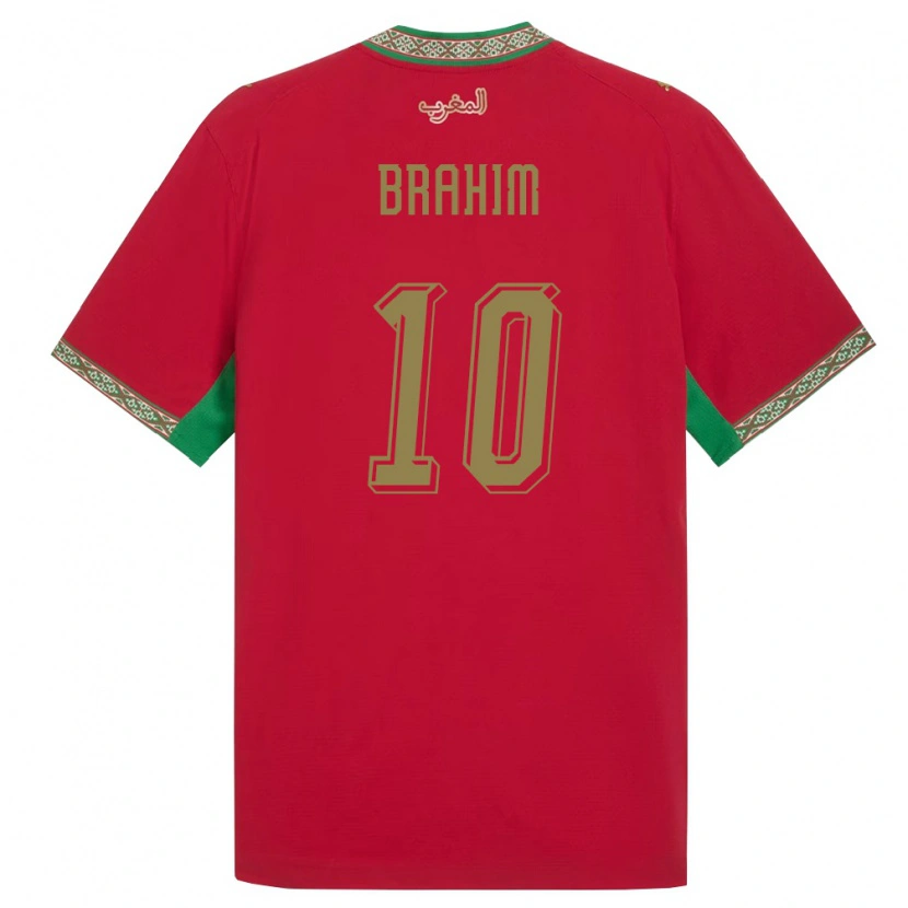 Danxen Män Marocko Brahim Díaz #10 Röd Grön Vit Hemmatröja Matchtröjor 26-28 Tröjor T-Tröja
