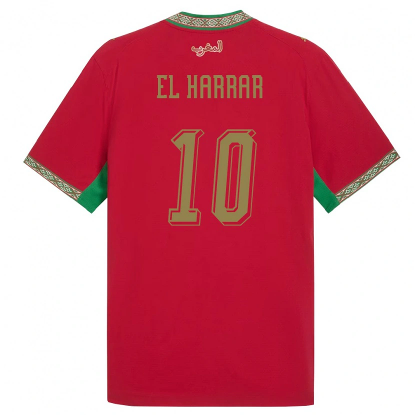 Danxen Män Marocko Mohamed El Harrar #10 Röd Grön Vit Hemmatröja Matchtröjor 26-28 Tröjor T-Tröja