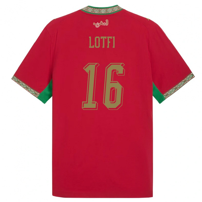 Danxen Män Marocko Saad Lotfi #16 Röd Grön Vit Hemmatröja Matchtröjor 26-28 Tröjor T-Tröja