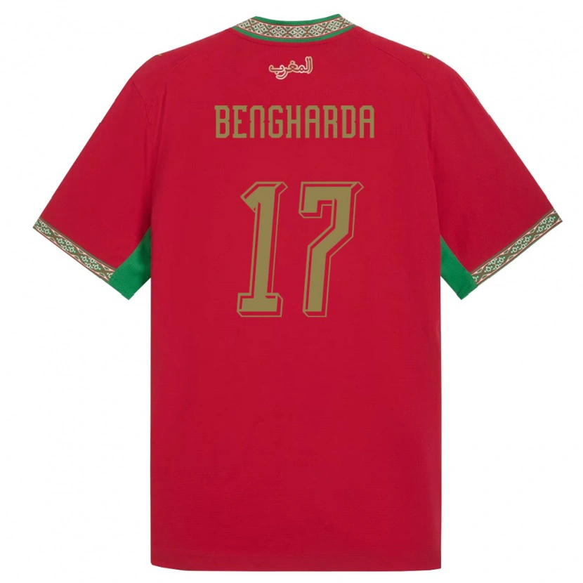 Danxen Män Marocko Bilal Bengharda #17 Röd Grön Vit Hemmatröja Matchtröjor 26-28 Tröjor T-Tröja