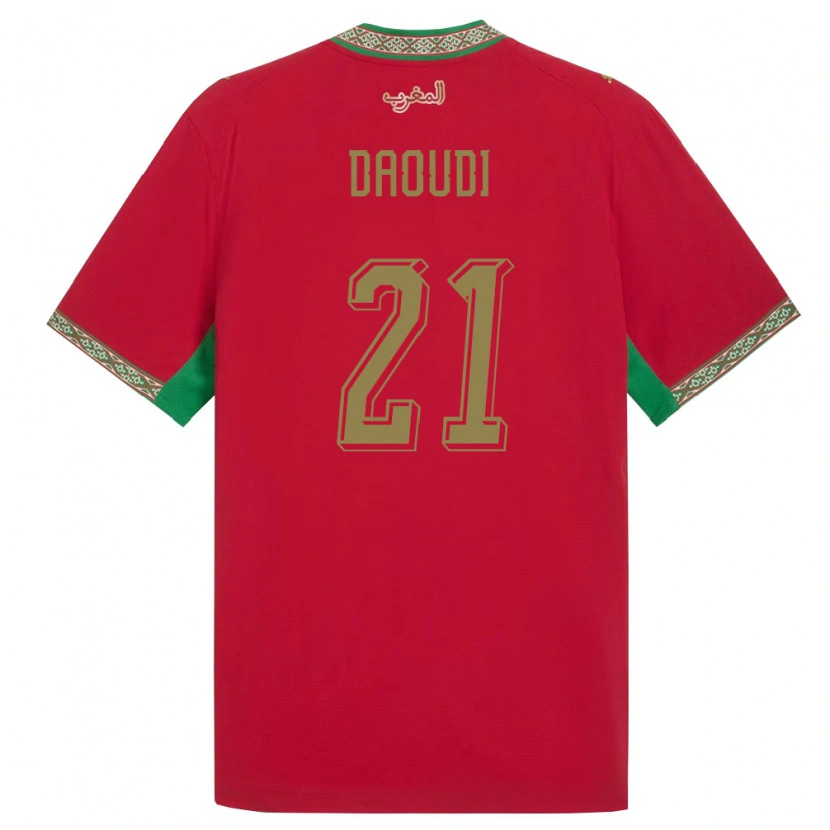 Danxen Män Marocko Abdelali Daoudi #21 Röd Grön Vit Hemmatröja Matchtröjor 26-28 Tröjor T-Tröja