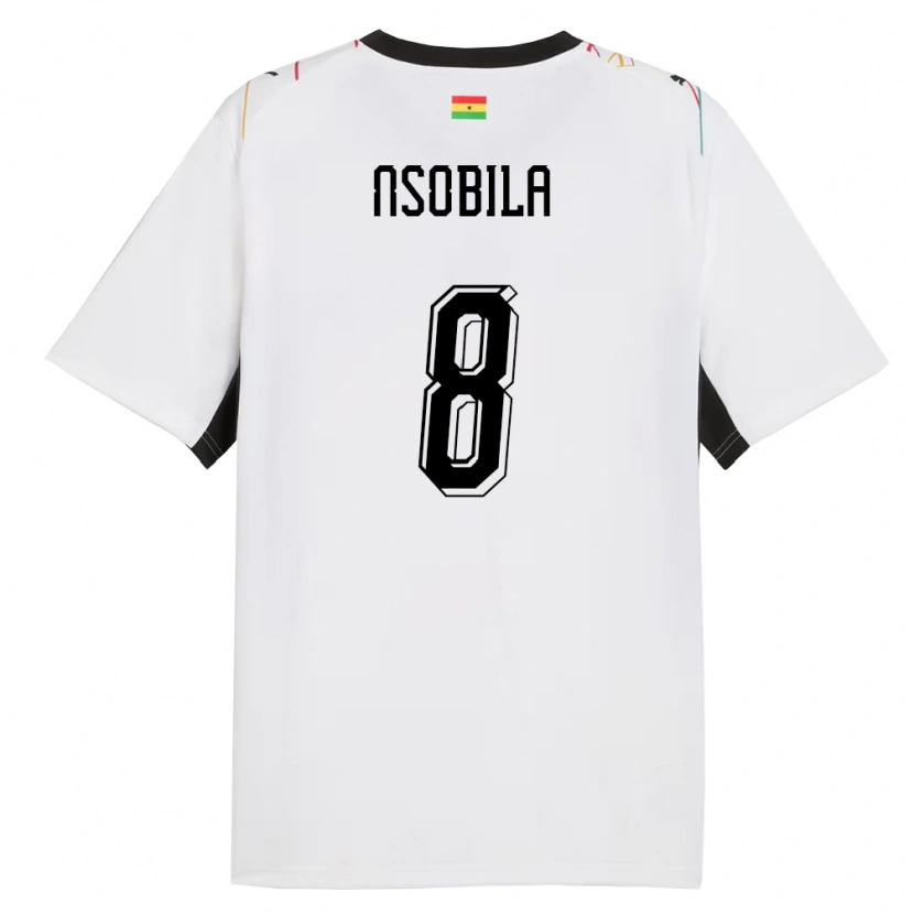 Danxen Män Ghana Dominic Nsobila #8 Vit Svart Gul Hemmatröja Matchtröjor 26-28 Tröjor T-Tröja