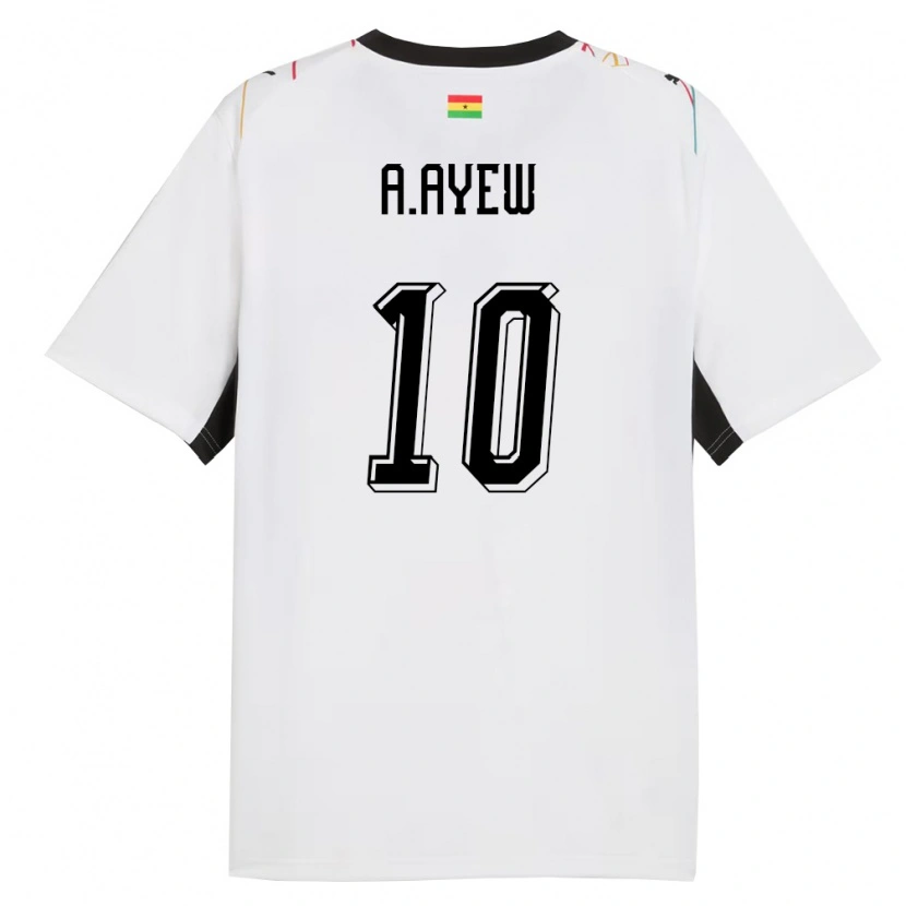 Danxen Män Ghana Andre Ayew #10 Vit Svart Gul Hemmatröja Matchtröjor 26-28 Tröjor T-Tröja