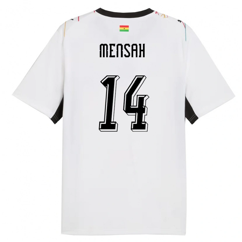 Danxen Män Ghana Gideon Mensah #14 Vit Svart Gul Hemmatröja Matchtröjor 26-28 Tröjor T-Tröja