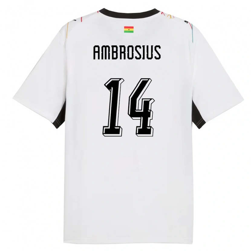 Danxen Män Ghana Stephan Ambrosius #14 Vit Svart Gul Hemmatröja Matchtröjor 26-28 Tröjor T-Tröja