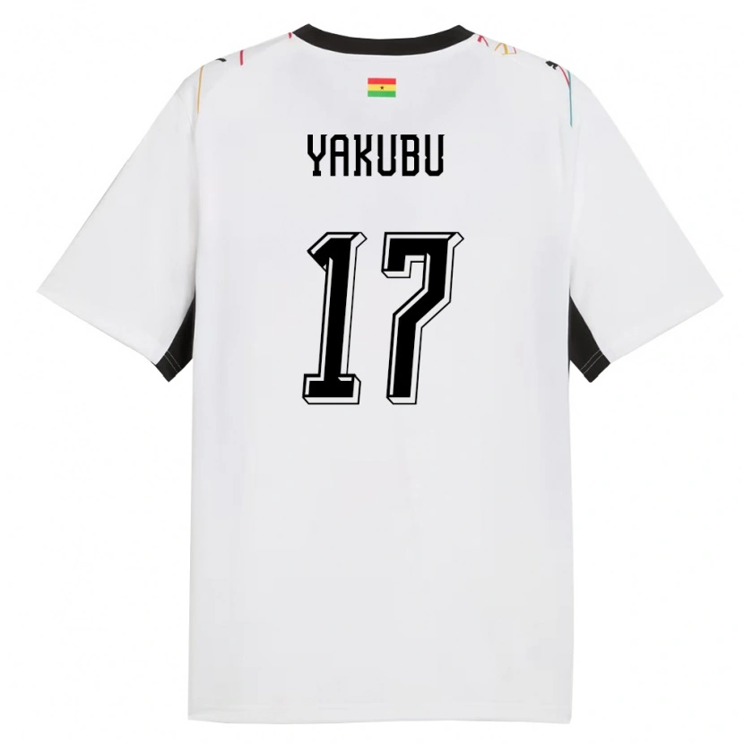 Danxen Män Ghana Mustapha Yakubu #17 Vit Svart Gul Hemmatröja Matchtröjor 26-28 Tröjor T-Tröja