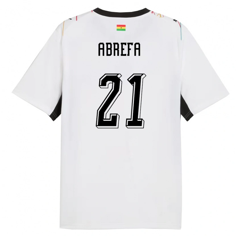 Danxen Män Ghana Kelvin Abrefa #21 Vit Svart Gul Hemmatröja Matchtröjor 26-28 Tröjor T-Tröja