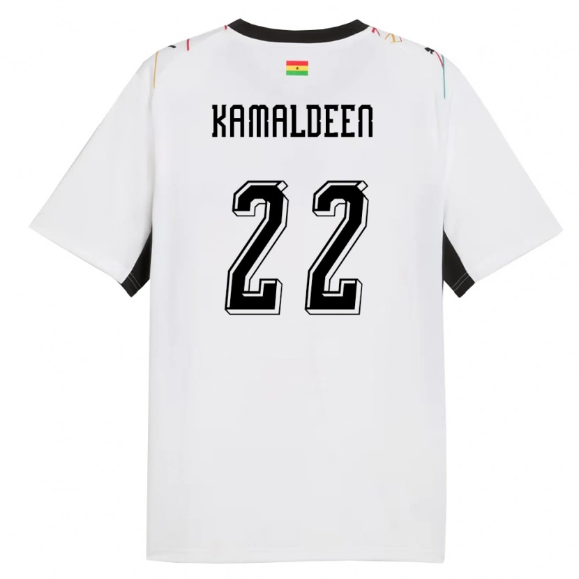 Danxen Män Ghana Kamaldeen Sulemana #22 Vit Svart Gul Hemmatröja Matchtröjor 26-28 Tröjor T-Tröja