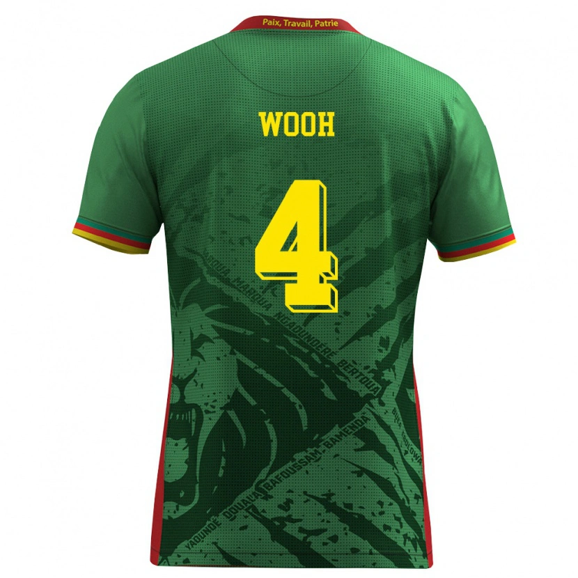 Danxen Män Kamerun Christopher Wooh #4 Grön Gul Röd Hemmatröja Matchtröjor 26-28 Tröjor T-Tröja