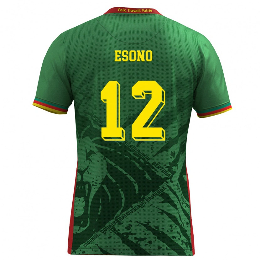 Danxen Män Kamerun Yannick Kamdoum Esono #12 Grön Gul Röd Hemmatröja Matchtröjor 26-28 Tröjor T-Tröja