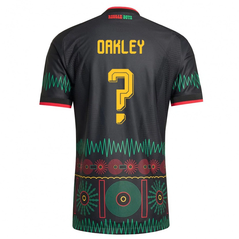 Danxen Män Jamaica Katie Oakley #0 Svart Röd Gul Bortatröja Matchtröjor 26-28 Tröjor T-Tröja