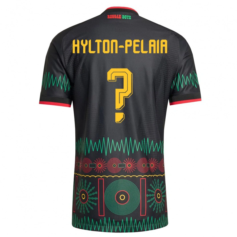 Danxen Män Jamaica Jayda Hylton-Pelaia #0 Svart Röd Gul Bortatröja Matchtröjor 26-28 Tröjor T-Tröja