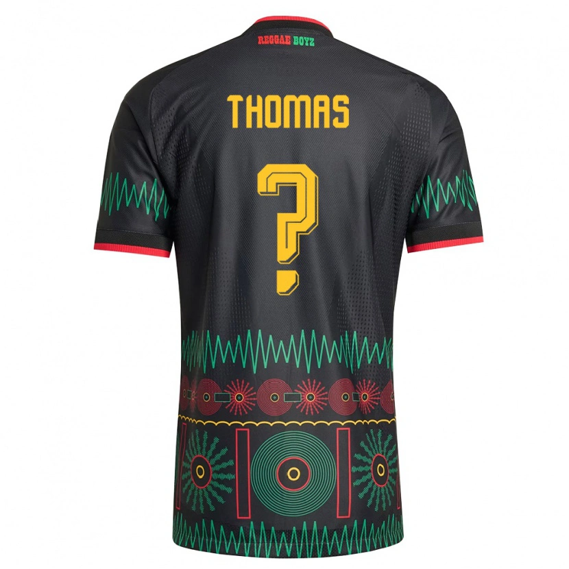 Danxen Män Jamaica Kersha Thomas #0 Svart Röd Gul Bortatröja Matchtröjor 26-28 Tröjor T-Tröja