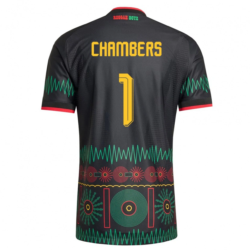 Danxen Män Jamaica Tafari Chambers #1 Svart Röd Gul Bortatröja Matchtröjor 26-28 Tröjor T-Tröja