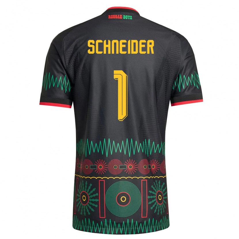 Danxen Män Jamaica Sydney Schneider #1 Svart Röd Gul Bortatröja Matchtröjor 26-28 Tröjor T-Tröja