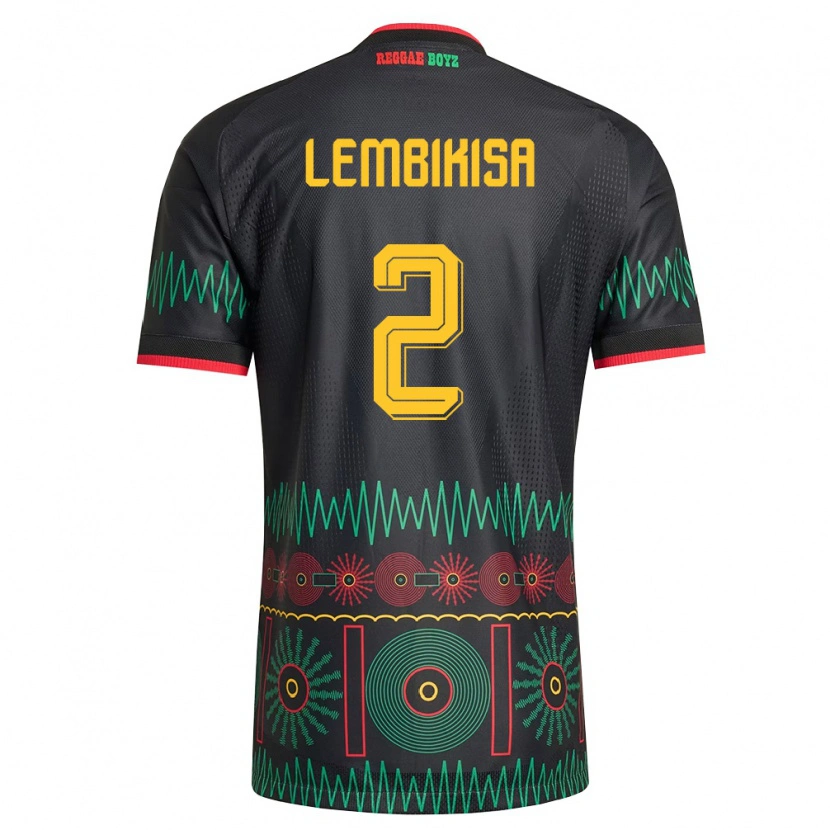 Danxen Män Jamaica Dexter Lembikisa #2 Svart Röd Gul Bortatröja Matchtröjor 26-28 Tröjor T-Tröja