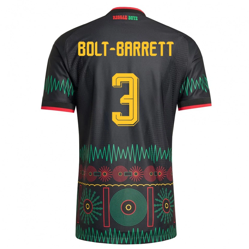 Danxen Män Jamaica Nahshon Bolt-Barrett #3 Svart Röd Gul Bortatröja Matchtröjor 26-28 Tröjor T-Tröja
