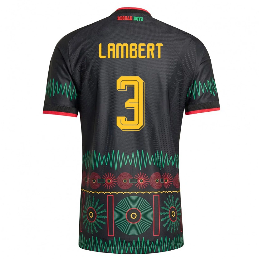Danxen Män Jamaica Kevon Lambert #3 Svart Röd Gul Bortatröja Matchtröjor 26-28 Tröjor T-Tröja