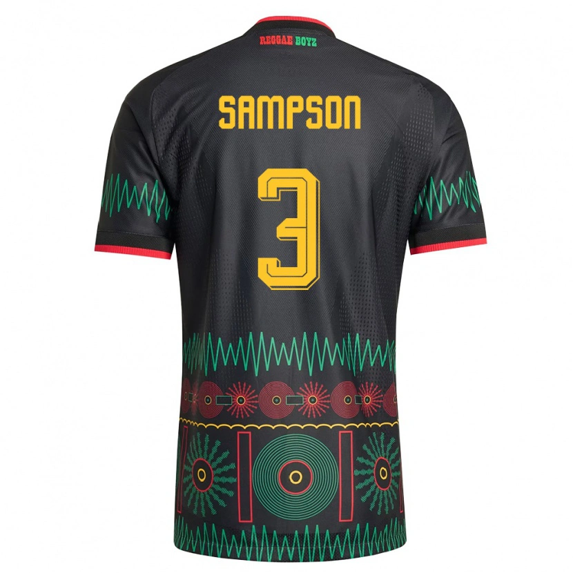 Danxen Män Jamaica Vyan Sampson #3 Svart Röd Gul Bortatröja Matchtröjor 26-28 Tröjor T-Tröja