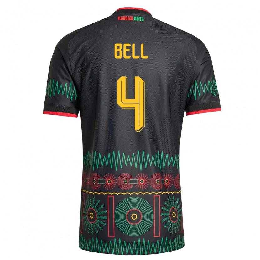 Danxen Män Jamaica Amari'i Bell #4 Svart Röd Gul Bortatröja Matchtröjor 26-28 Tröjor T-Tröja