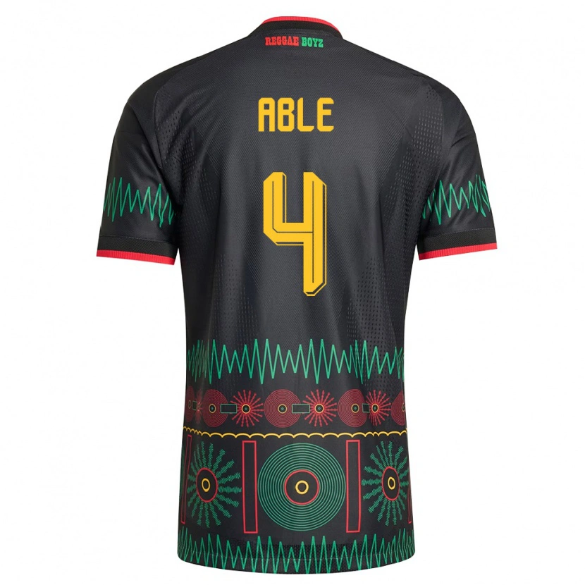 Danxen Män Jamaica Nevillegail Able #4 Svart Röd Gul Bortatröja Matchtröjor 26-28 Tröjor T-Tröja