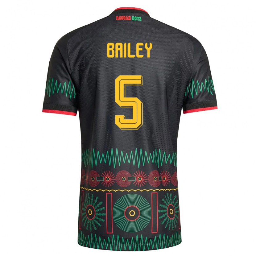 Danxen Män Jamaica Jade Bailey #5 Svart Röd Gul Bortatröja Matchtröjor 26-28 Tröjor T-Tröja