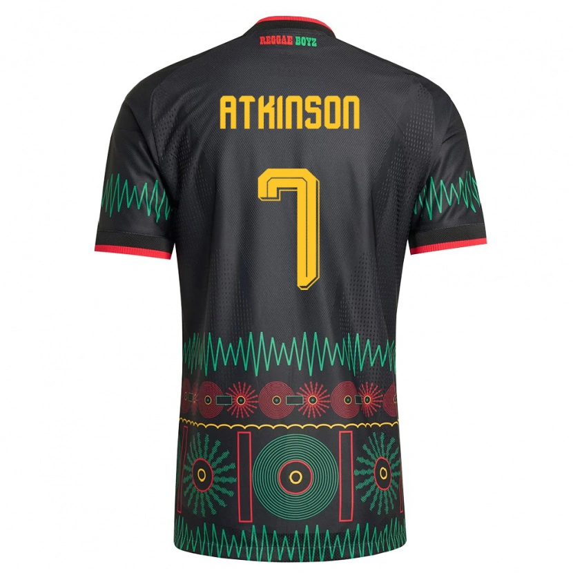 Danxen Män Jamaica Natoya Atkinson #7 Svart Röd Gul Bortatröja Matchtröjor 26-28 Tröjor T-Tröja
