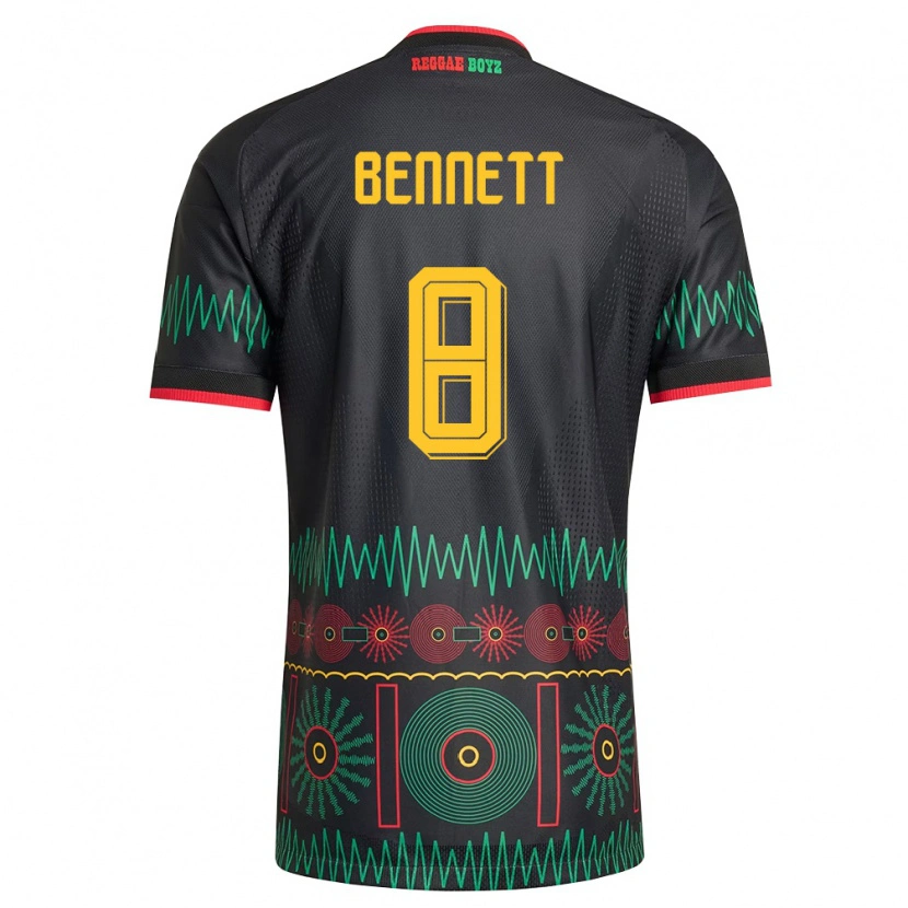 Danxen Män Jamaica Jaheem Bennett #8 Svart Röd Gul Bortatröja Matchtröjor 26-28 Tröjor T-Tröja