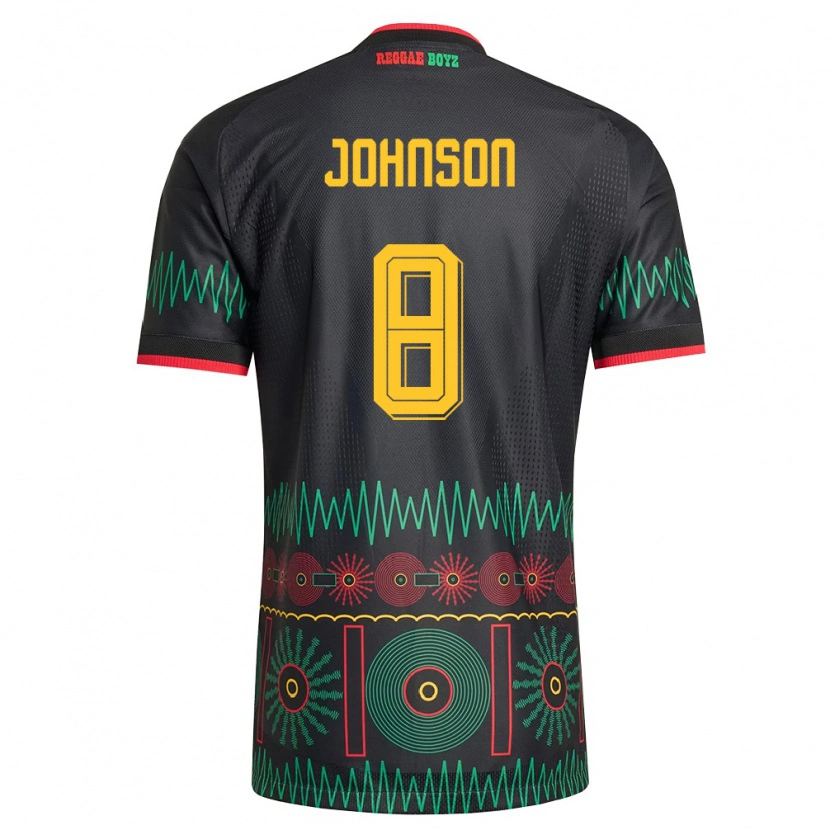 Danxen Män Jamaica Daniel Johnson #8 Svart Röd Gul Bortatröja Matchtröjor 26-28 Tröjor T-Tröja