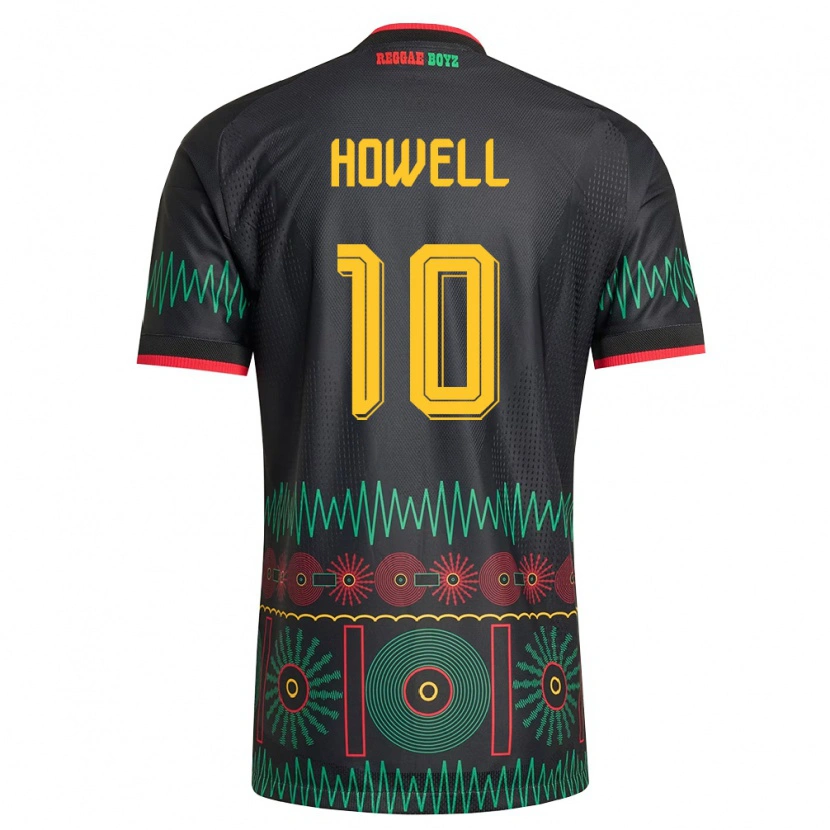Danxen Män Jamaica Jabarie Howell #10 Svart Röd Gul Bortatröja Matchtröjor 26-28 Tröjor T-Tröja