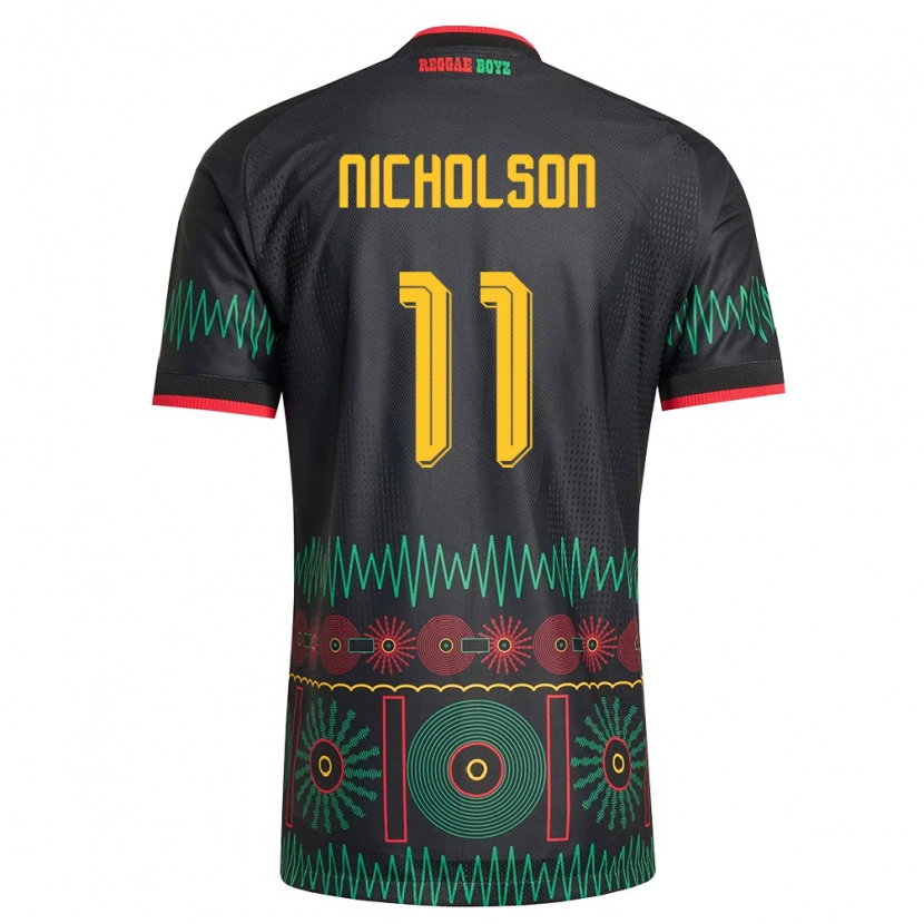 Danxen Män Jamaica Shamar Nicholson #11 Svart Röd Gul Bortatröja Matchtröjor 26-28 Tröjor T-Tröja