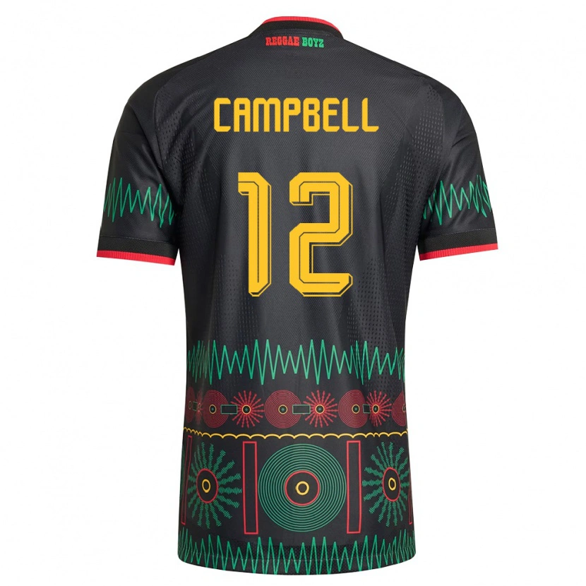 Danxen Män Jamaica Sashana Campbell #12 Svart Röd Gul Bortatröja Matchtröjor 26-28 Tröjor T-Tröja