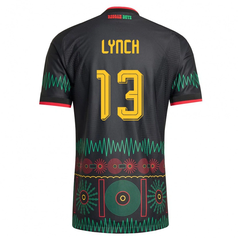 Danxen Män Jamaica Taywane Lynch #13 Svart Röd Gul Bortatröja Matchtröjor 26-28 Tröjor T-Tröja