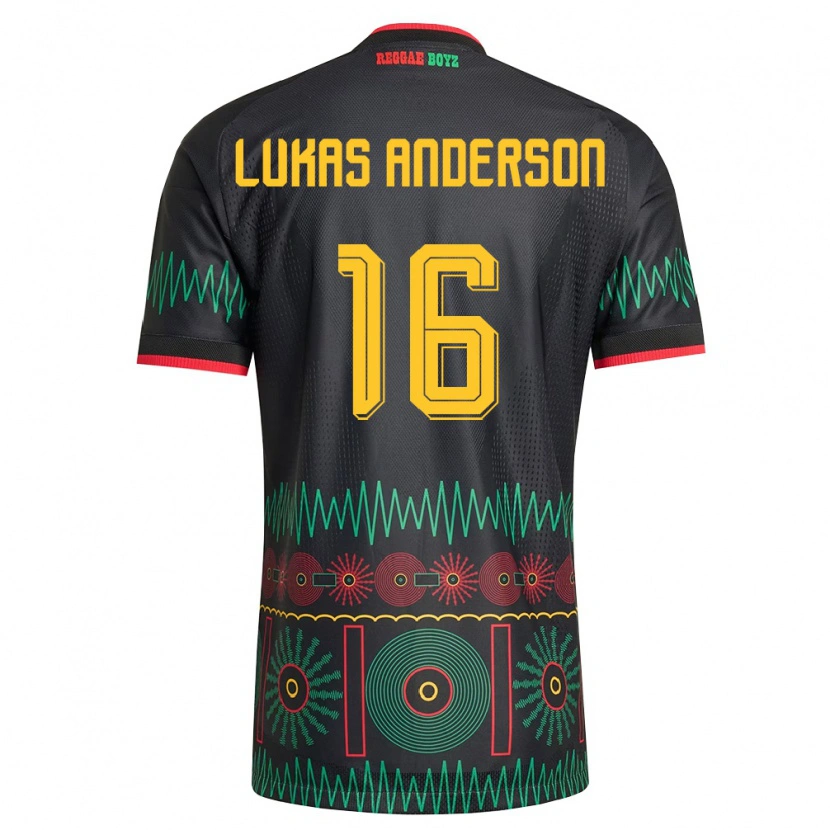 Danxen Män Jamaica Lukas Anderson #16 Svart Röd Gul Bortatröja Matchtröjor 26-28 Tröjor T-Tröja