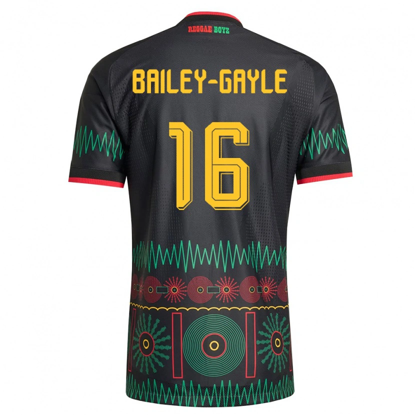 Danxen Män Jamaica Paige Bailey-Gayle #16 Svart Röd Gul Bortatröja Matchtröjor 26-28 Tröjor T-Tröja